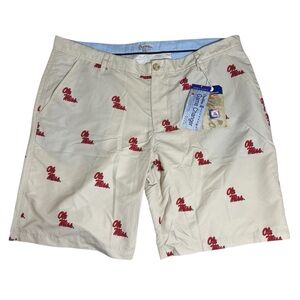 NWT Men's Ole Miss Rebels Ovation Game Changer Khaki Embroidered Shorts Size 42